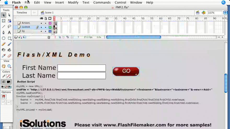 Flash 8 and FileMaker 8.5 Integration course image