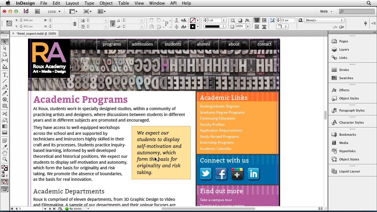 InDesign for Web Design course image