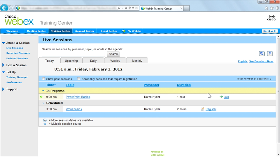 Up and Running with WebEx Training Center course image