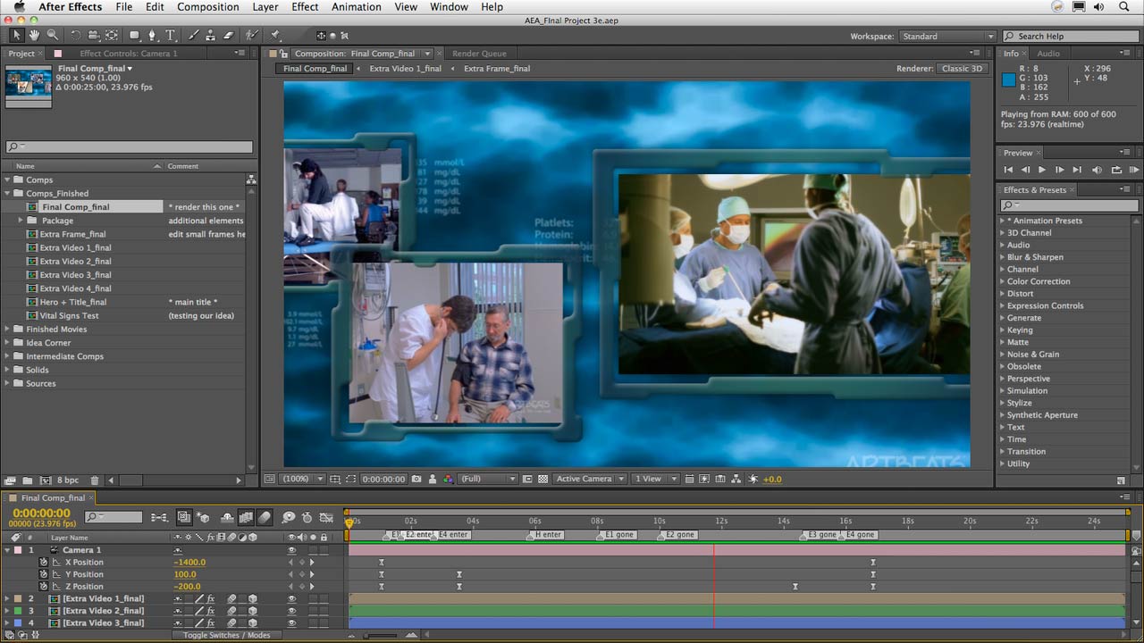 After Effects Apprentice 16: Creating a Medical Opening Title course image