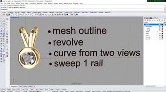 Rhino 5 CAD Modeling for Jewelry Design- Bezel Set Pendant